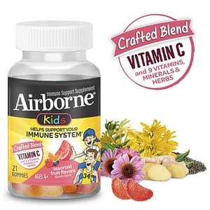 Airborne Gummies Vitamin C Supplement, Assorted Fruit, 1000mg – 21 Gummies