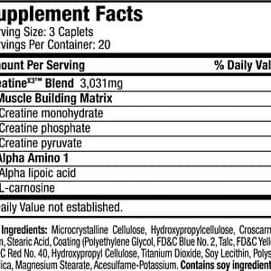 Six Star Pro Nutrition Creatine Amino Acid Supplements, 3 Caplets Per Serving, 60 Ct