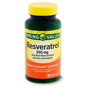 Spring Valley Resveratrol Plus Red Wine Extract Dietary Supplement, 250 Mg, 30 Count