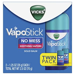 Vicks VapoStick, Sinus Relief with Soothing Vicks Vapors, Non-Medicated, 2 x 1.25oz Sticks